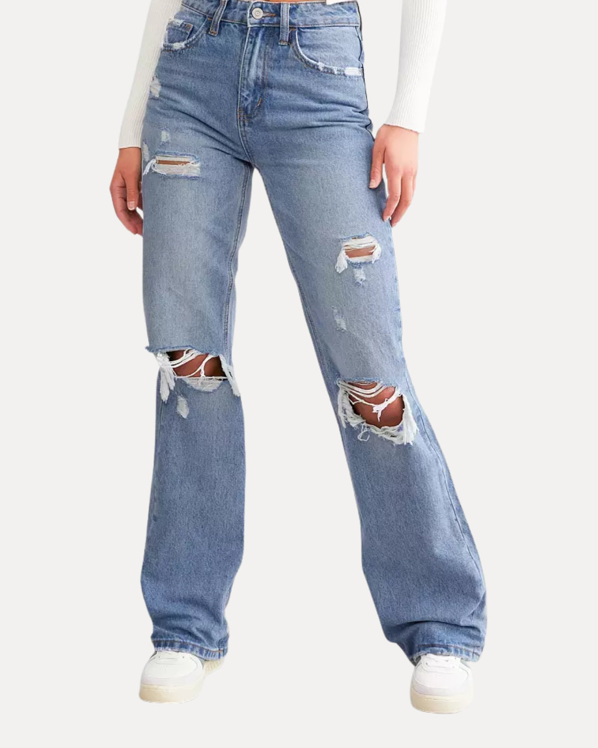 Zerrissene Straight Leg-Jeans