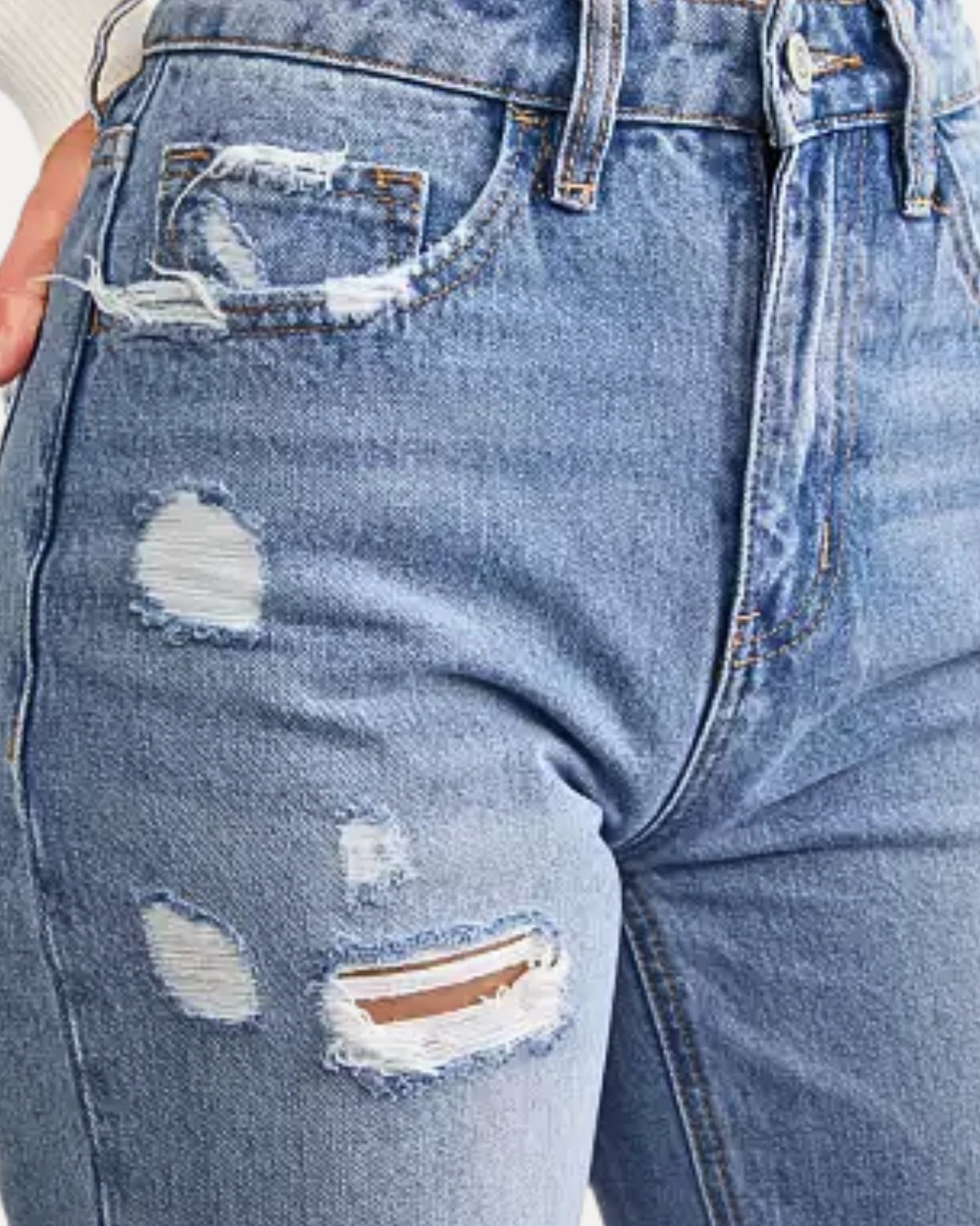 Zerrissene Straight Leg-Jeans