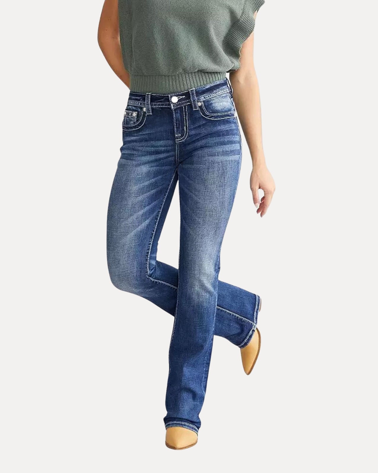 Zerrissene Straight Leg-Jeans