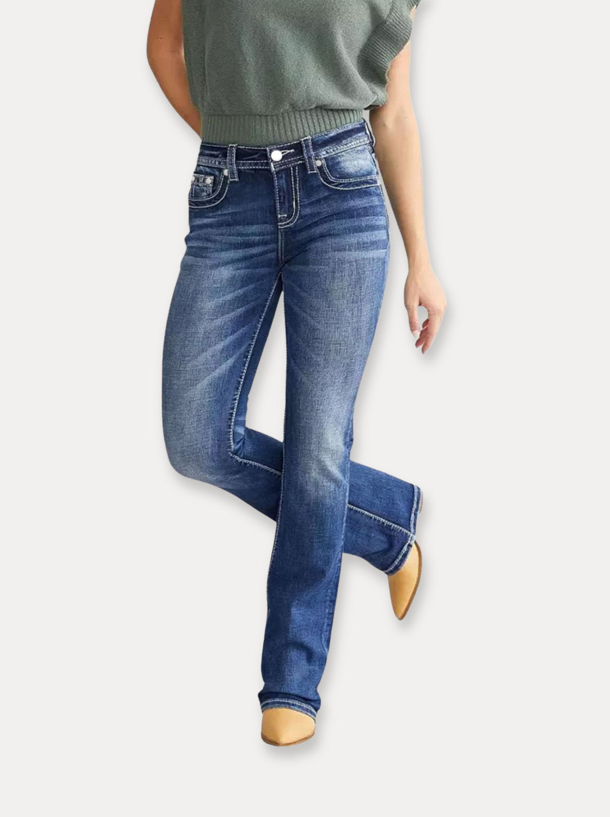 Zerrissene Straight Leg-Jeans