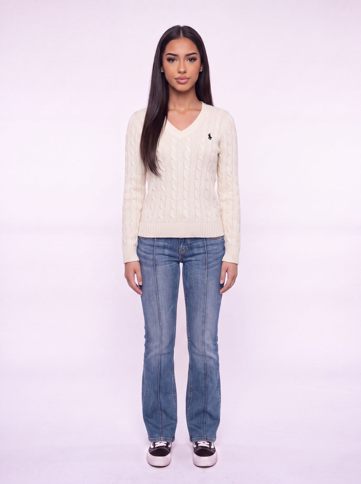 Cable Knit V-Neck Sweater