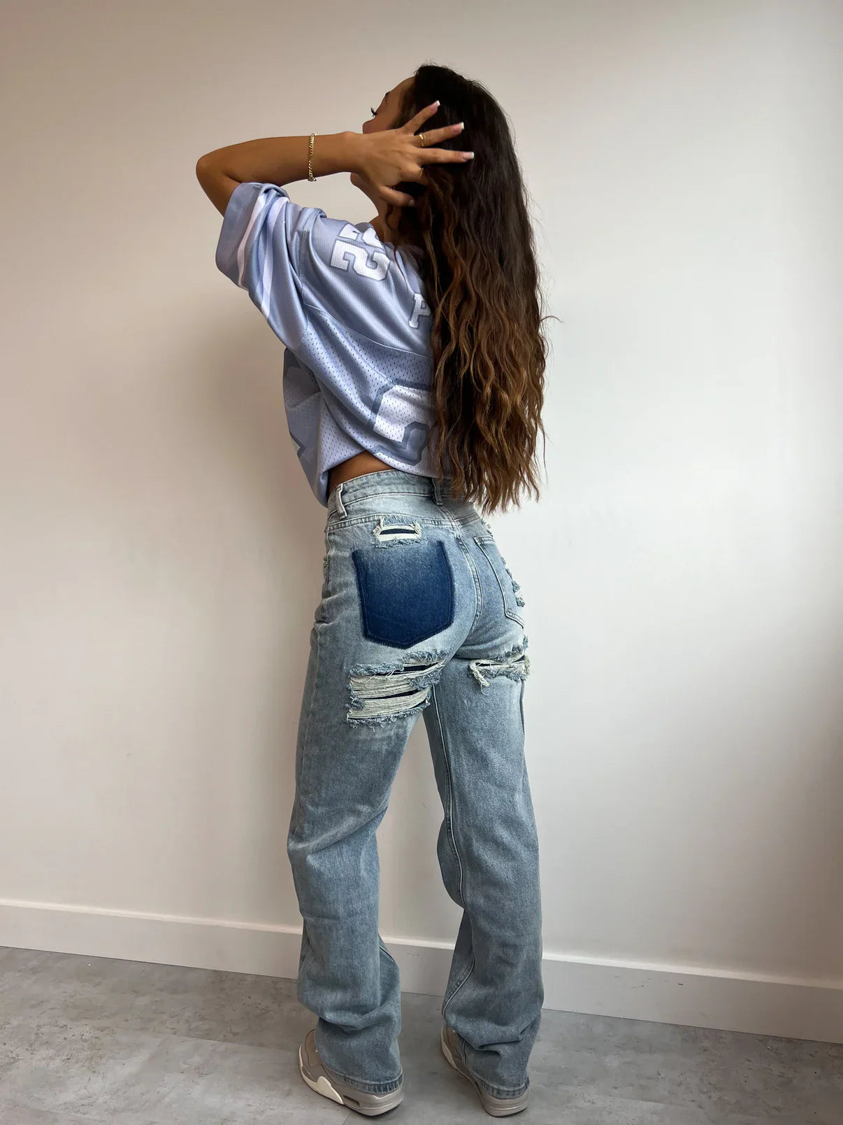 Zerrissene Straight Leg-Jeans