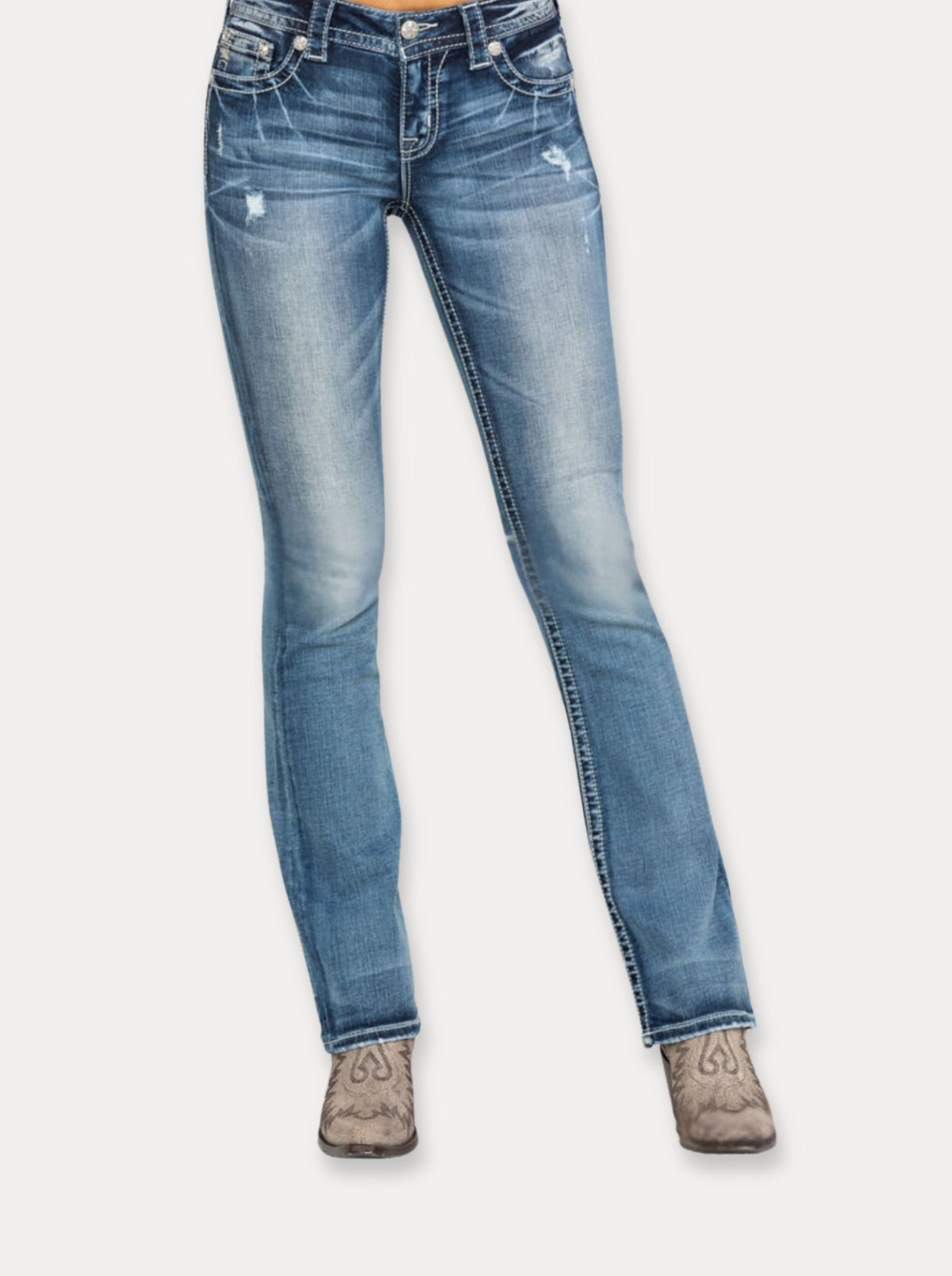 Zerrissene Straight Leg-Jeans