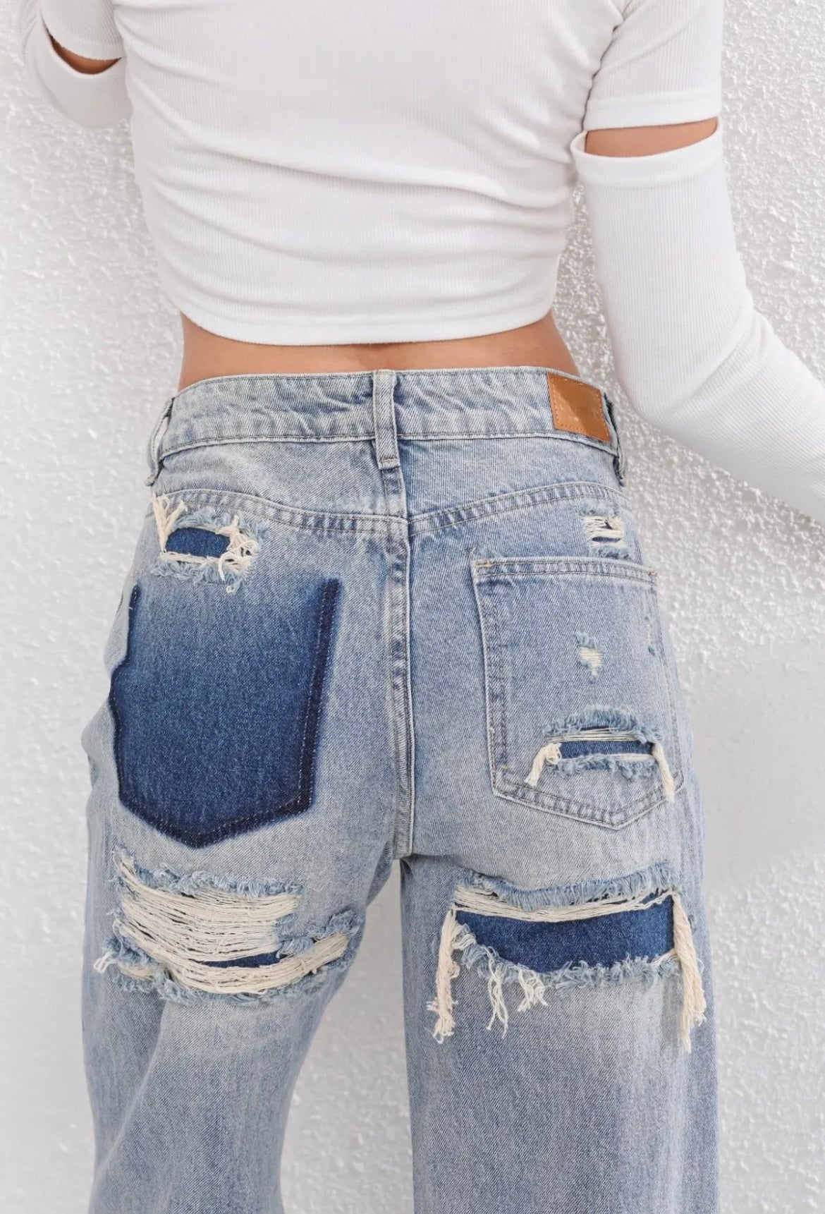 Zerrissene Straight Leg-Jeans