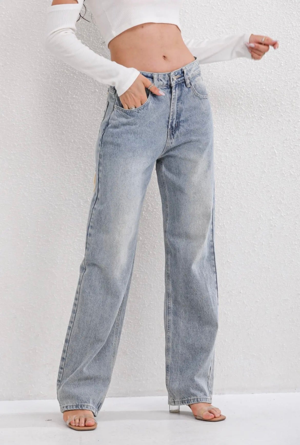 Zerrissene Straight Leg-Jeans