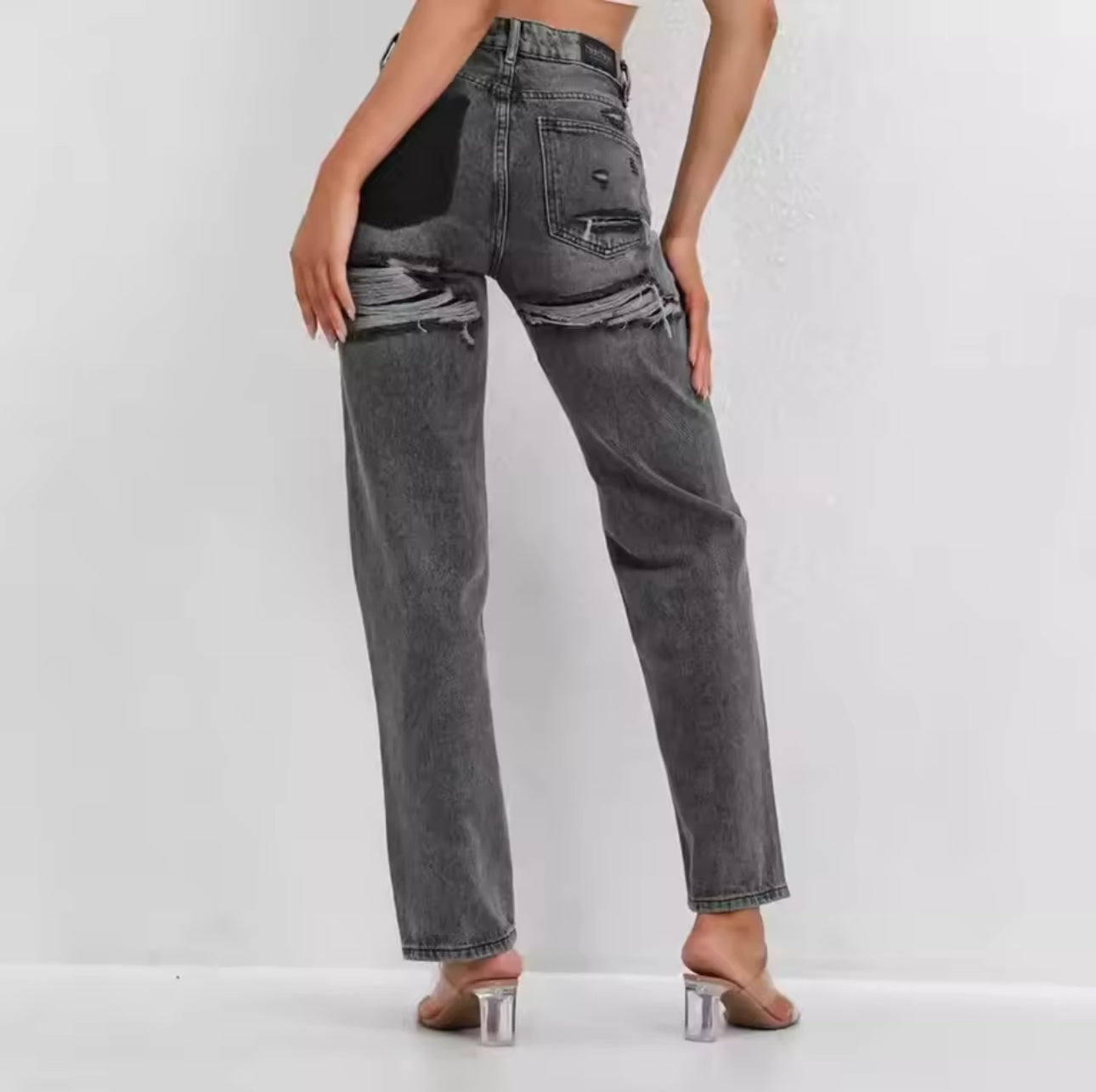 Zerrissene Straight Leg-Jeans