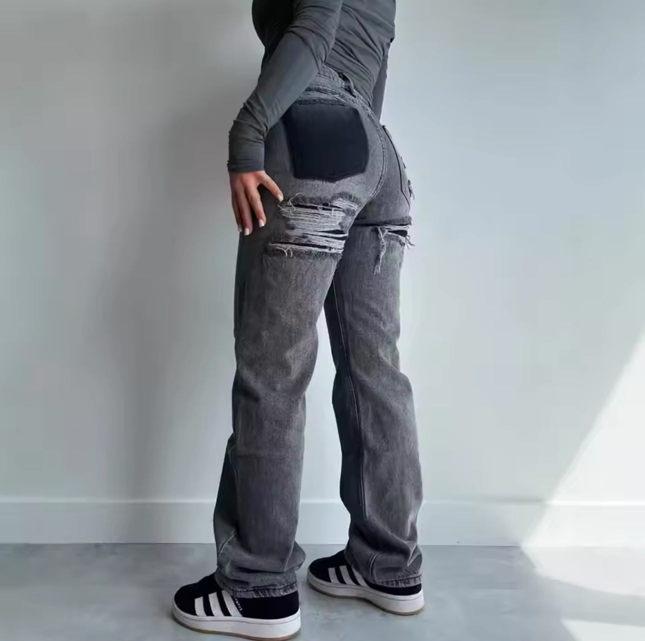 Zerrissene Straight Leg-Jeans
