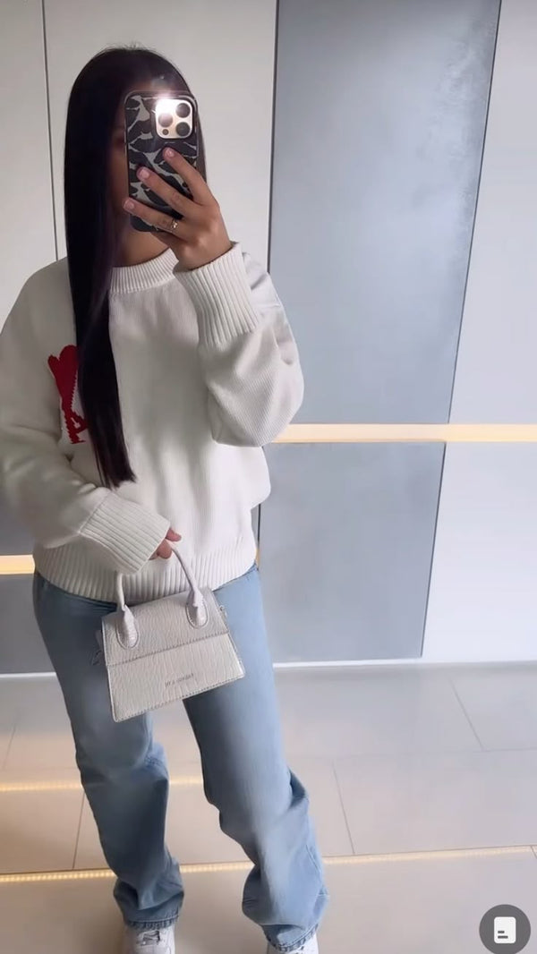 OUR AMI - HEART SWEATER WORN WORLDWIDE