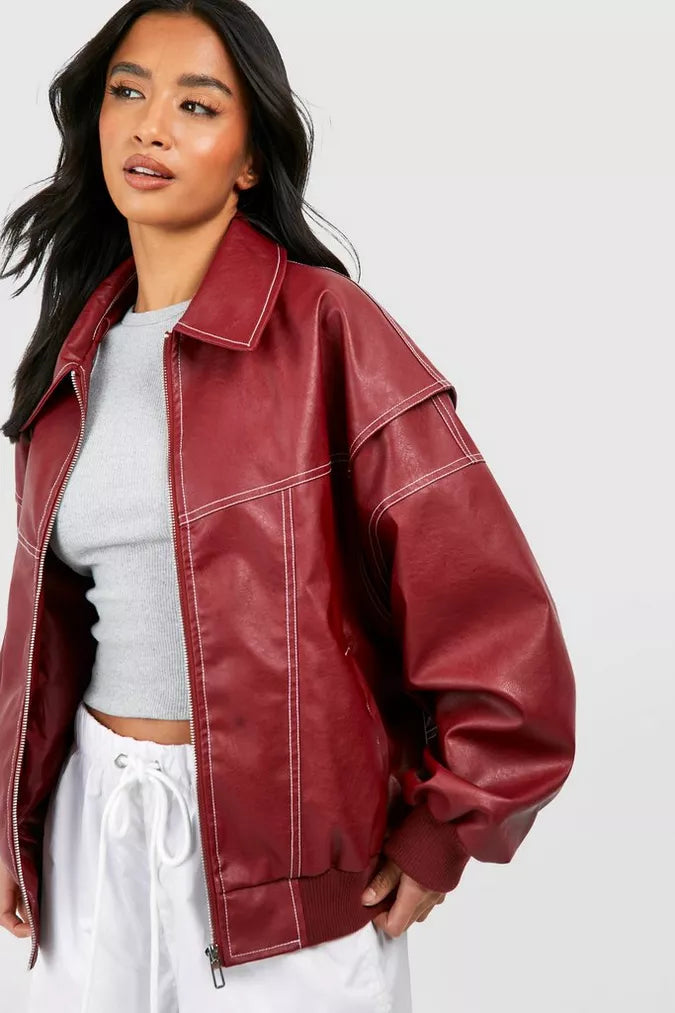 Blouson aviateur viral en similicuir