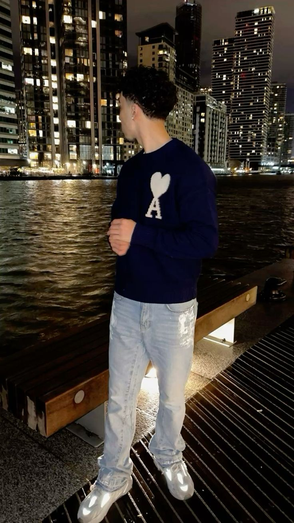 OUR AMI - HEART SWEATER WORN WORLDWIDE