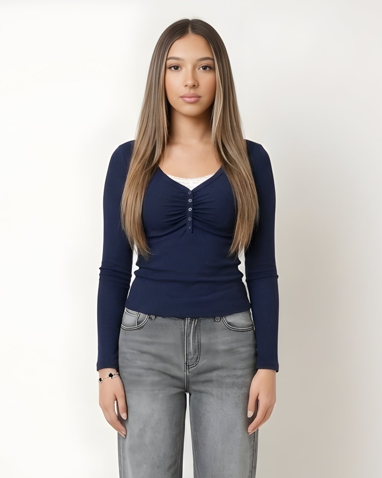 Ruched Henley Top