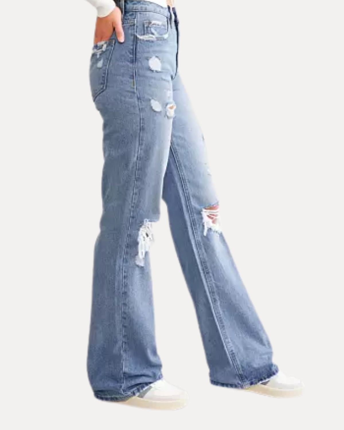 Zerrissene Straight Leg-Jeans