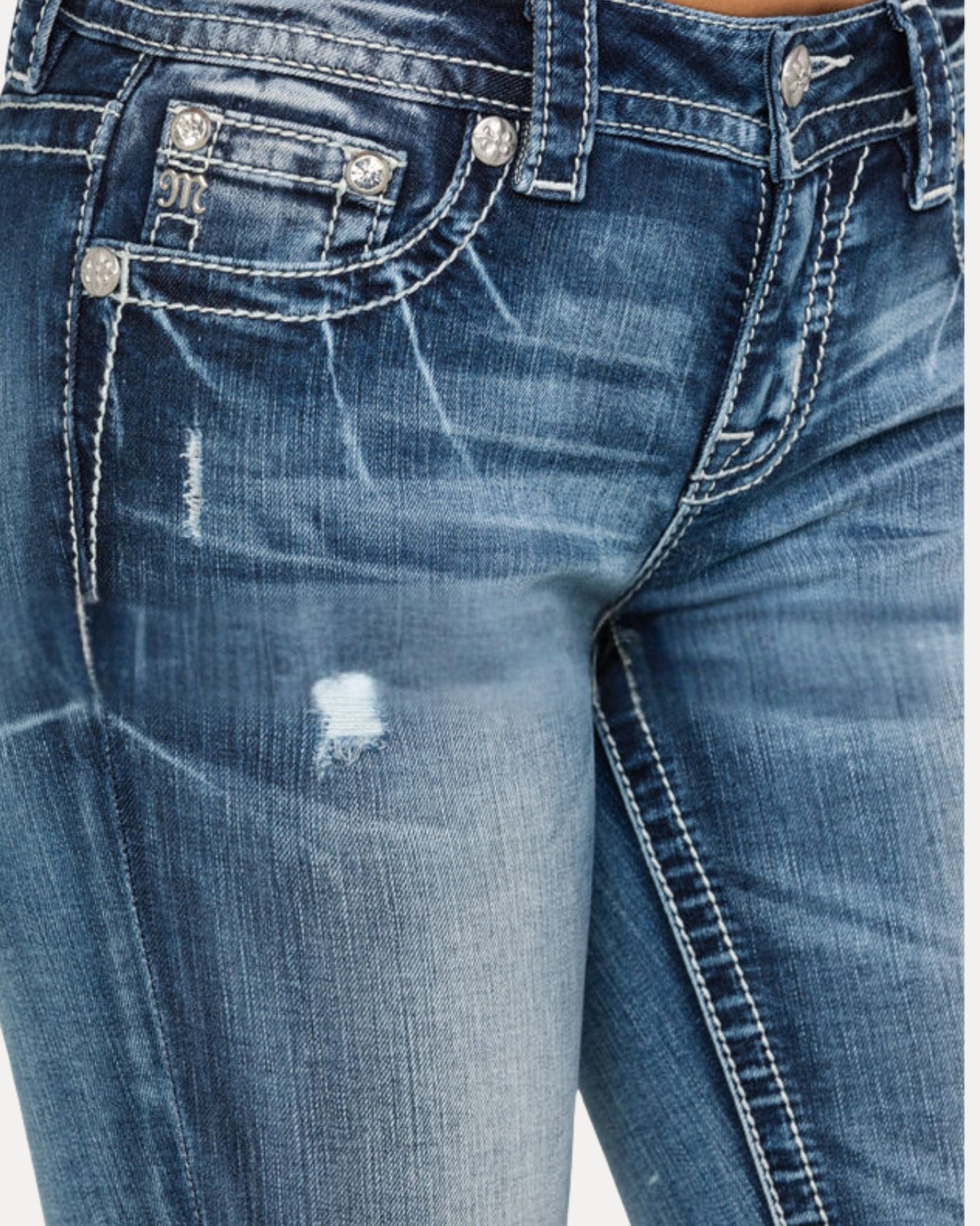 Zerrissene Straight Leg-Jeans