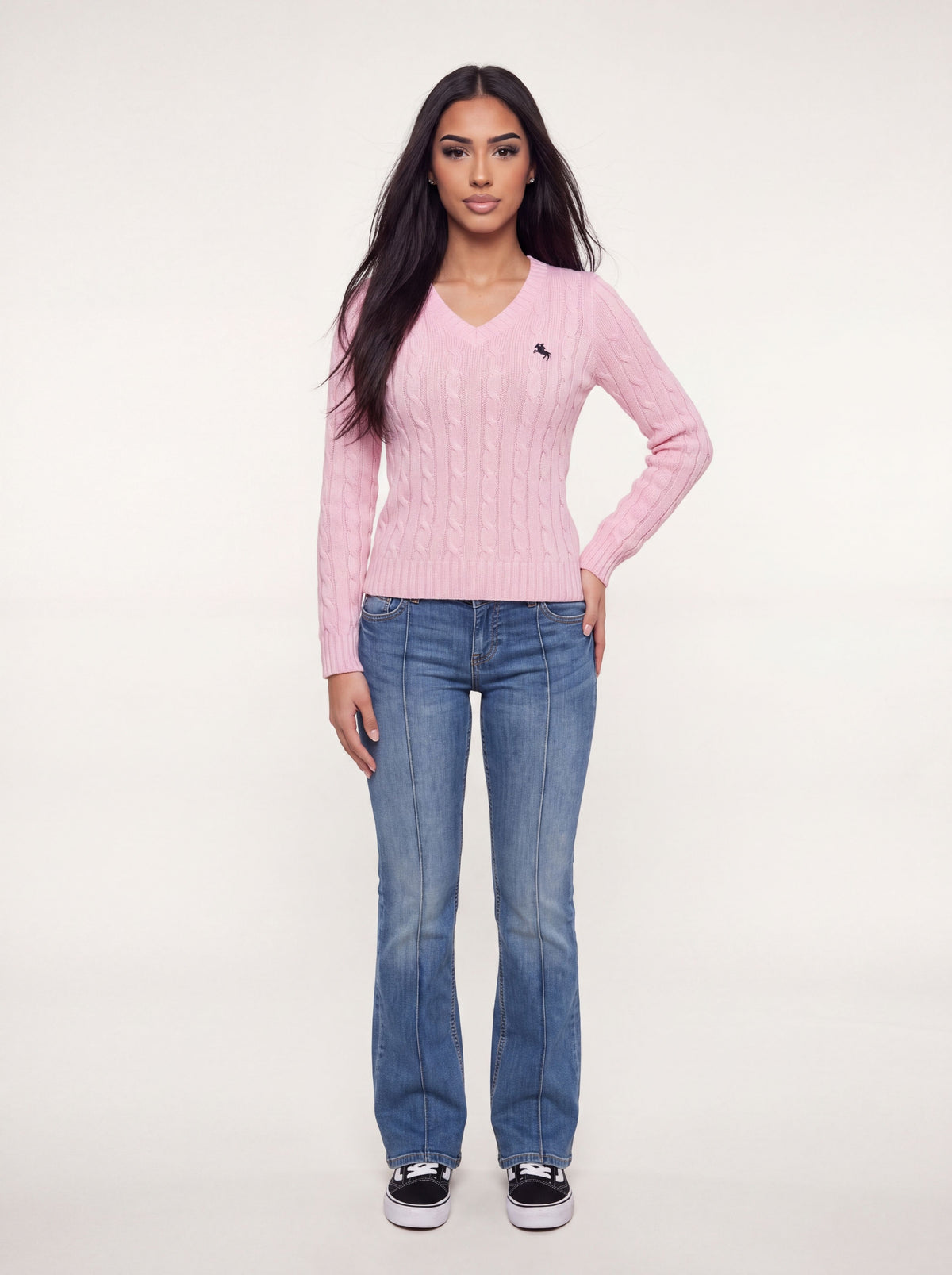 Cable Knit V-Neck Sweater