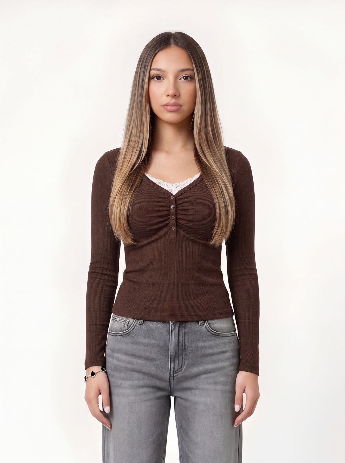 Ruched Henley Top